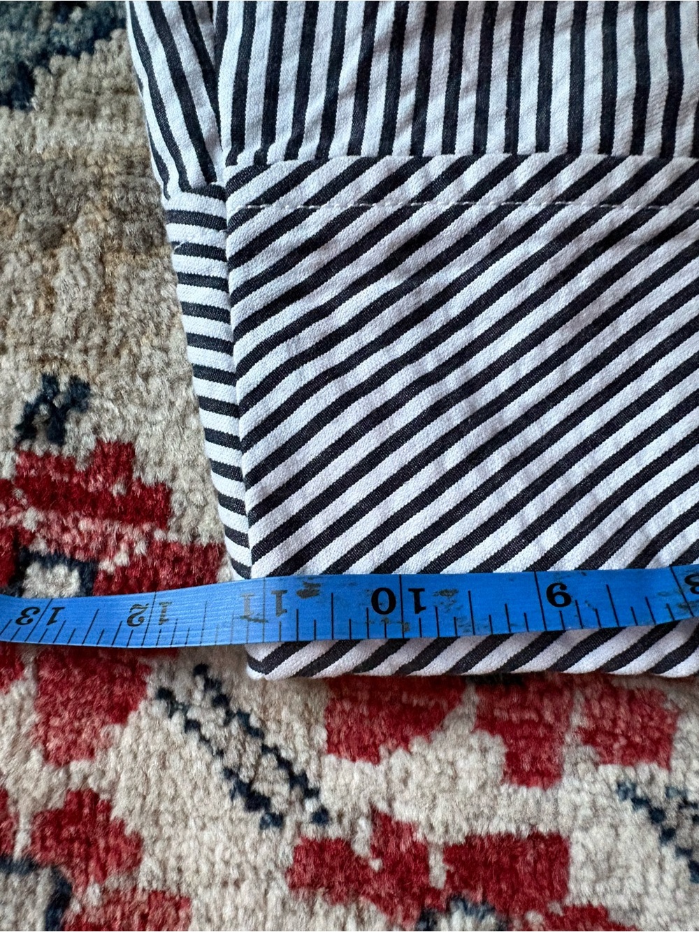 J.Crew Pencil Skirt Striped Cotton Navy Blue White Size 0P Preppy Office - Picture 4 of 6